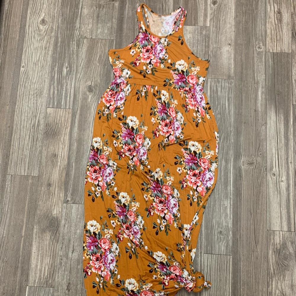 Boutique mustard color floral maxi dress